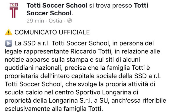 totti-soccer-school-comunicato